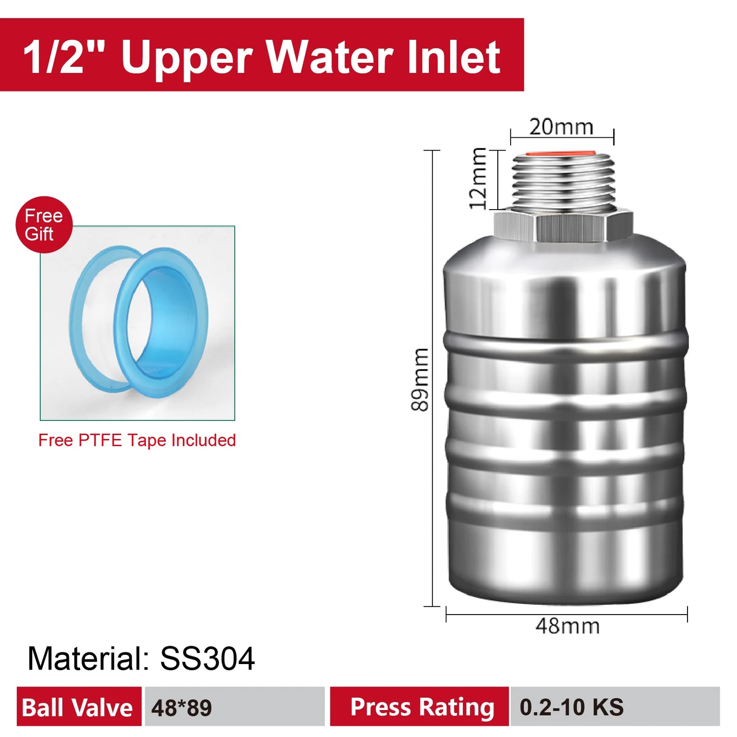 Stainless Steel Float Valve 1/2 3/4 1 Inch Auto Shut off Water Level Controller Automatic Fill Valve No Power Needed