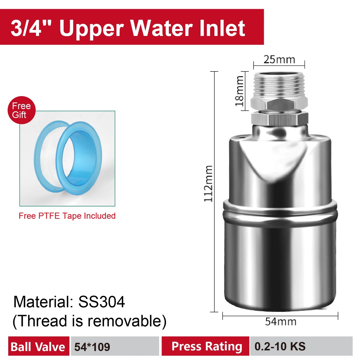Stainless Steel Float Valve 1/2 3/4 1 Inch Auto Shut off Water Level Controller Automatic Fill Valve No Power Needed