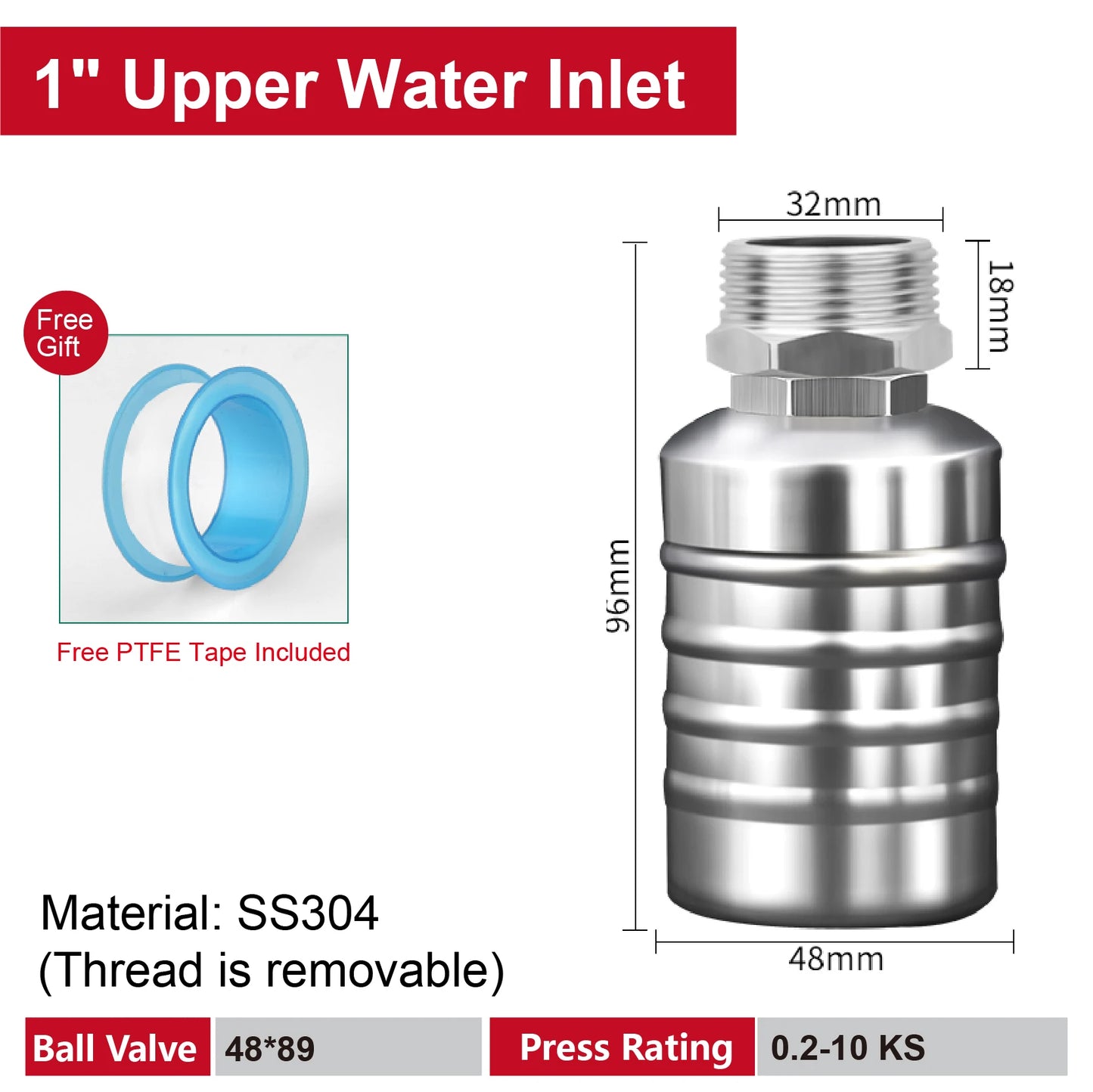 Stainless Steel Float Valve 1/2 3/4 1 Inch Auto Shut off Water Level Controller Automatic Fill Valve No Power Needed