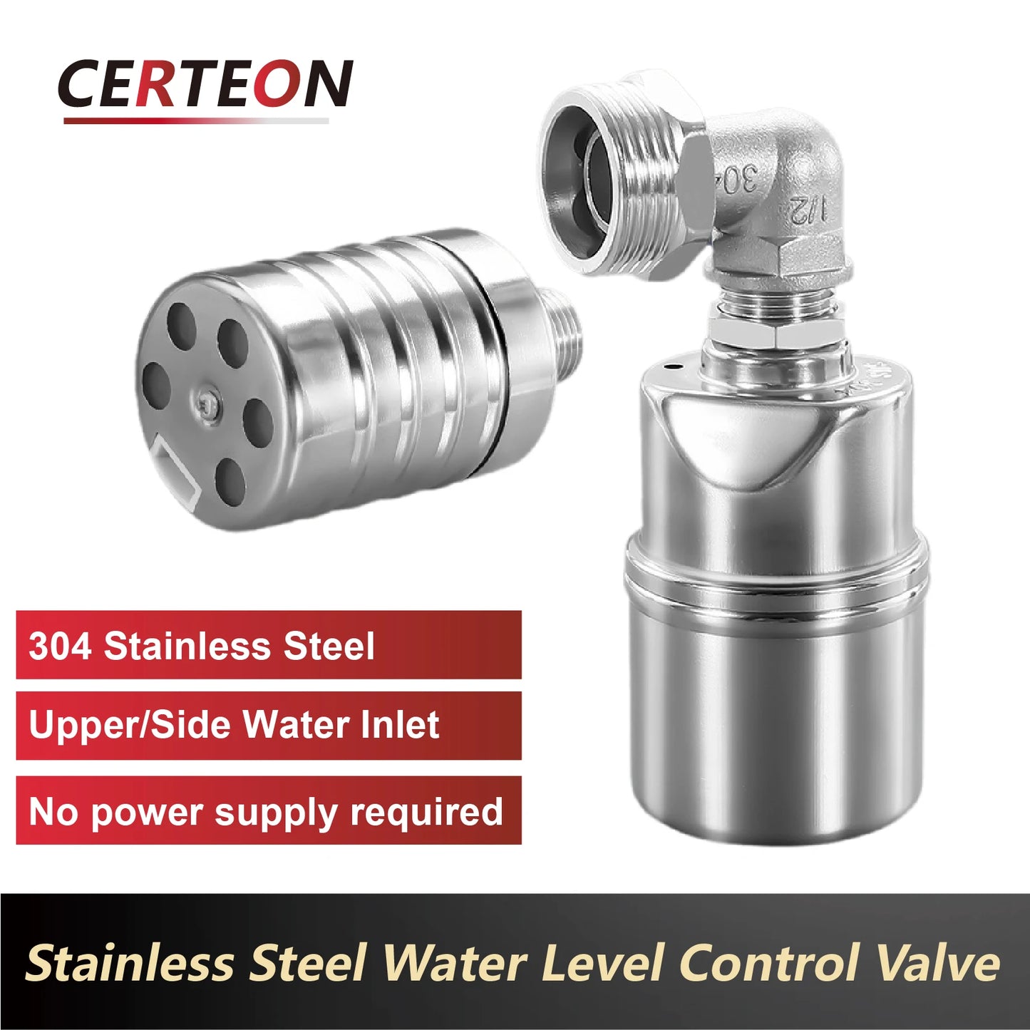 Stainless Steel Float Valve 1/2 3/4 1 Inch Auto Shut off Water Level Controller Automatic Fill Valve No Power Needed