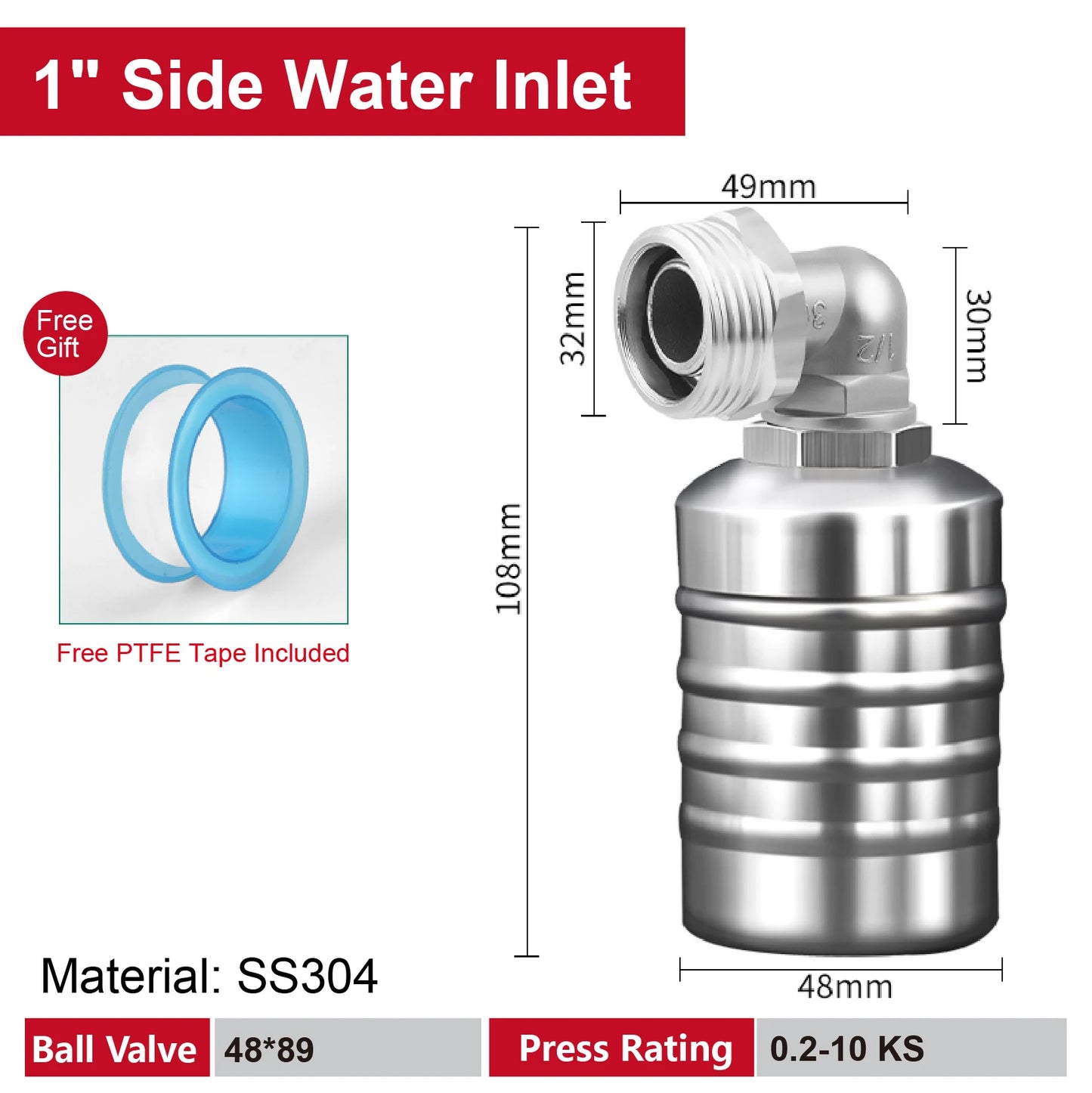 Stainless Steel Float Valve 1/2 3/4 1 Inch Auto Shut off Water Level Controller Automatic Fill Valve No Power Needed