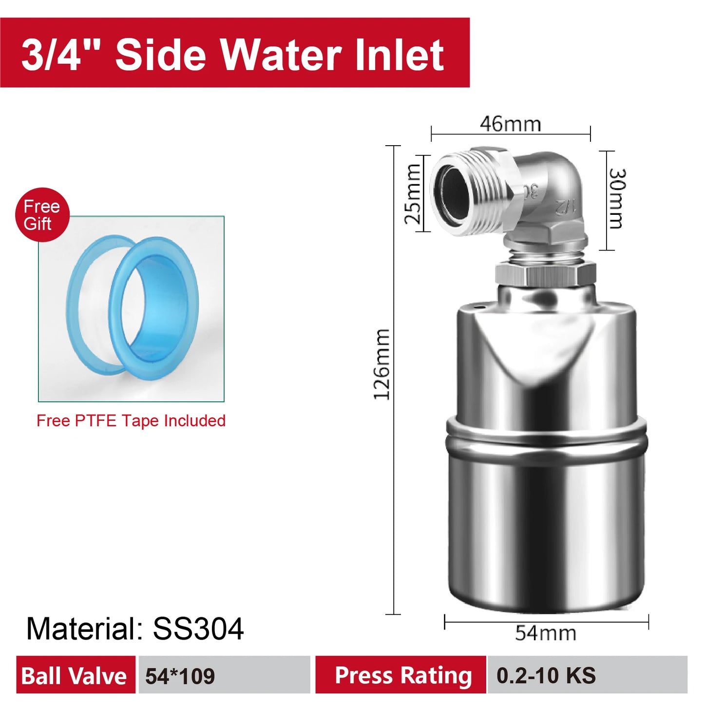 Stainless Steel Float Valve 1/2 3/4 1 Inch Auto Shut off Water Level Controller Automatic Fill Valve No Power Needed