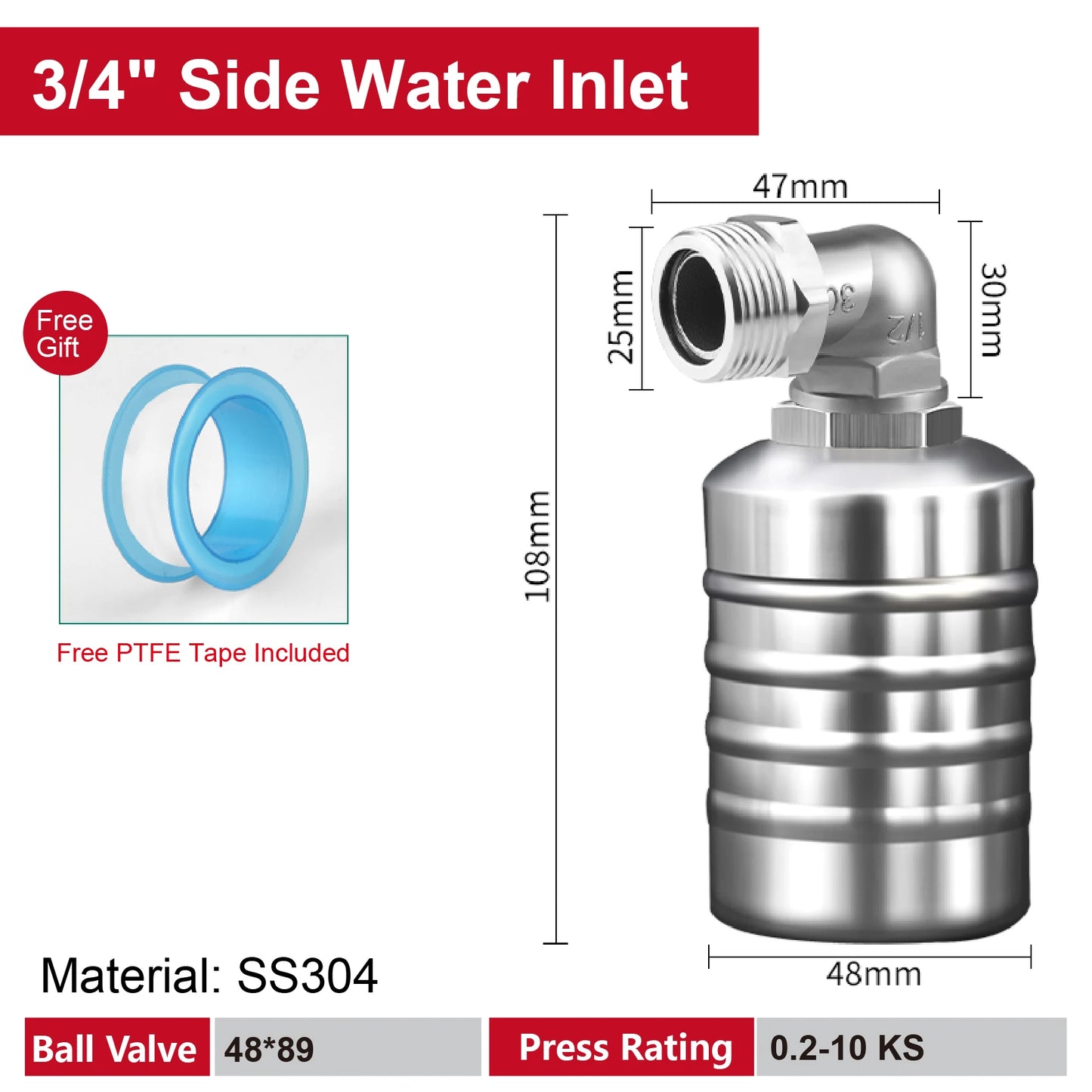 Stainless Steel Float Valve 1/2 3/4 1 Inch Auto Shut off Water Level Controller Automatic Fill Valve No Power Needed