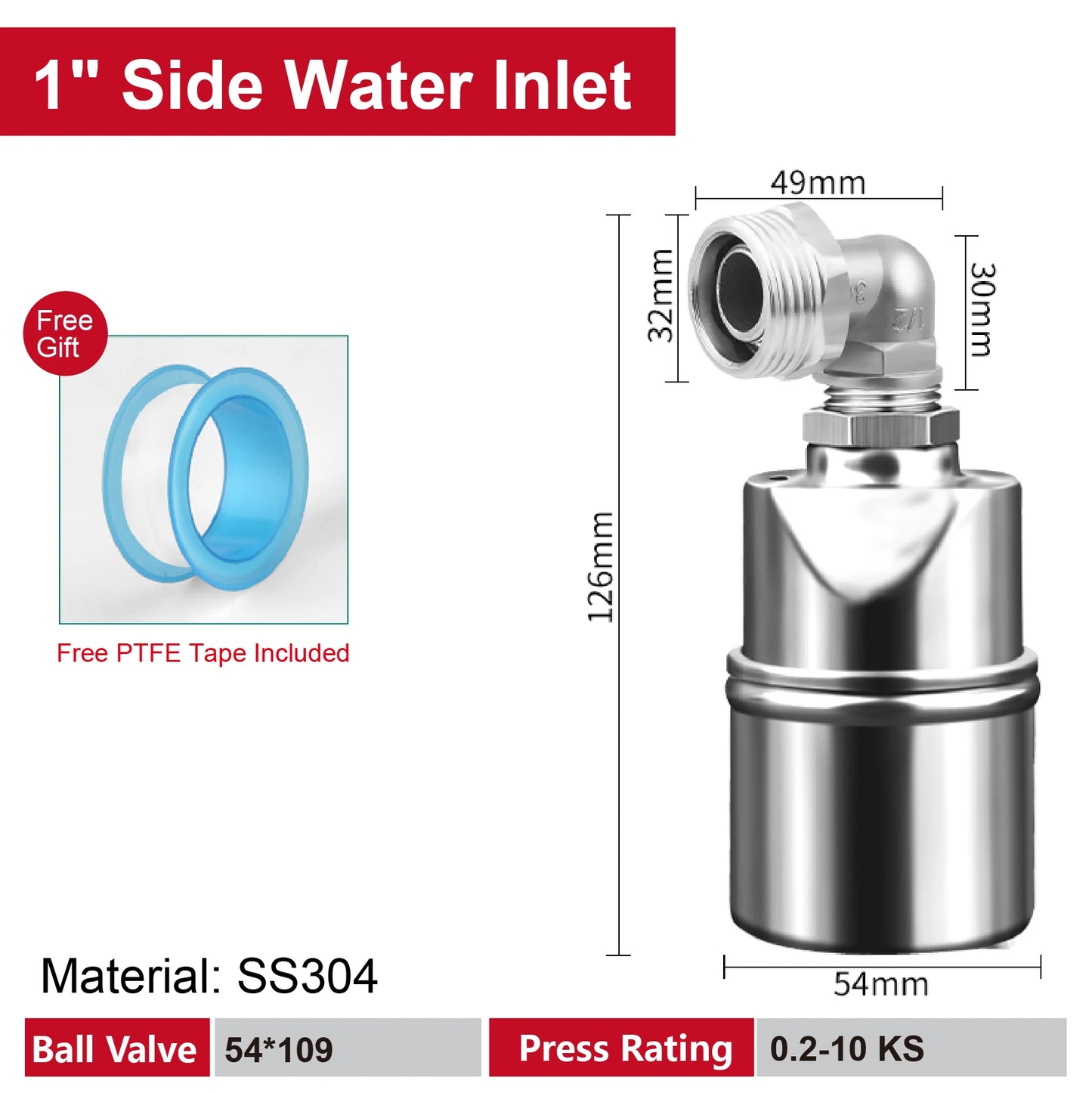 Stainless Steel Float Valve 1/2 3/4 1 Inch Auto Shut off Water Level Controller Automatic Fill Valve No Power Needed