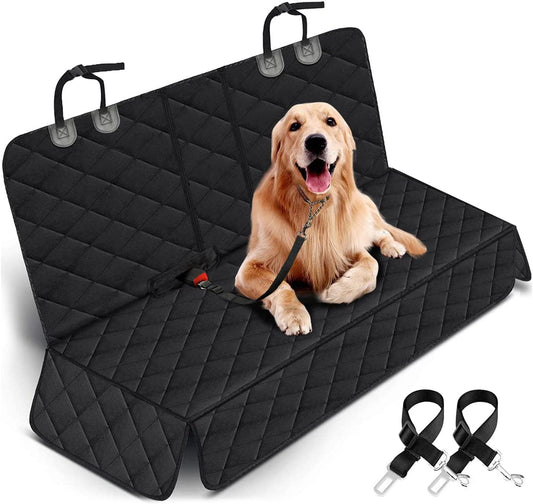 Premium Waterproof Dog Car Seat Cover - Non-Slip Back Seat Protector for Pets, Fits Most Cars, Trucks, and SUVs with Middle Armrest - Black