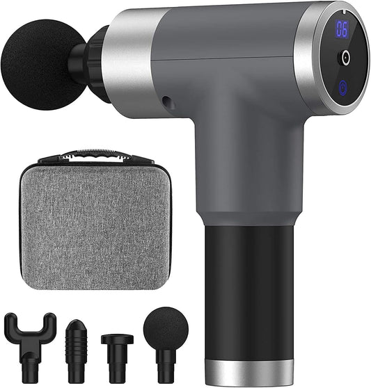 Massage Gun Deep Tissue for Pain Relief with 4 Massage Heads & 6 Speeds, Electric Mini Handheld Body Massager for Any Pain Relief, Best Gifts for Dad and Mom